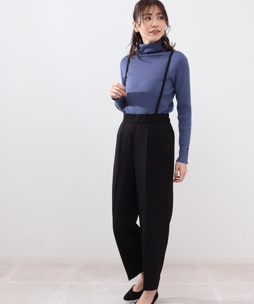 DRESKIP(ドレスキップ)の「◆洗えるイージーケア サス付きセミワイドパンツ(その他パンツ・レディース・ブラック/ベージュ/レモンイエロー・02/03/04)」の1枚目の写真