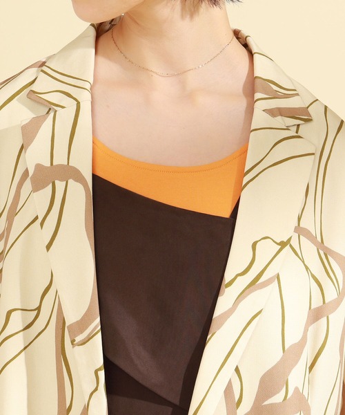 Ray BEAMS（レイビームス）の「Ray BEAMS / プリント 2ボタン ダブル ジャケット（テーラードジャケット・レディース・ダークブラウン/オフホワイト・1/0）」の10枚目の写真