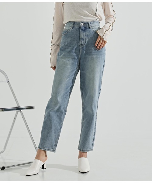 Settimissimo(セッティミッシモ)の「ハイウエストテーパードデニムパンツ(デニムパンツ・レディース・インディゴブルー/ブルー・S)」の1枚目の写真