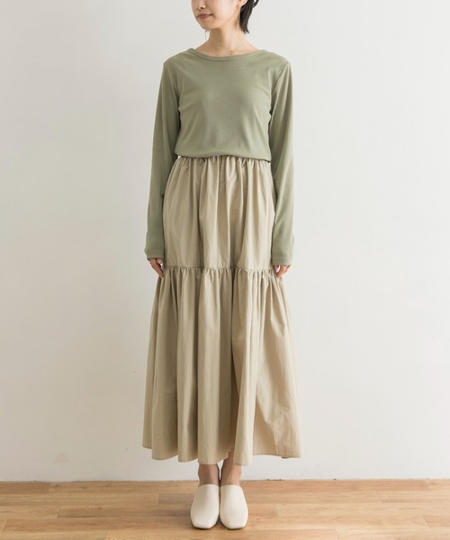 URBAN RESEARCH（アーバンリサーチ）の「ティアードスカートドッキングワンピース（ワンピース・レディース・ブラック/グリーン系その他・36/38）」の21枚目の写真