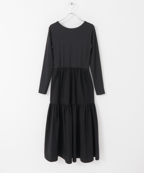 URBAN RESEARCH（アーバンリサーチ）の「ティアードスカートドッキングワンピース（ワンピース・レディース・ブラック/グリーン系その他・36/38）」の5枚目の写真