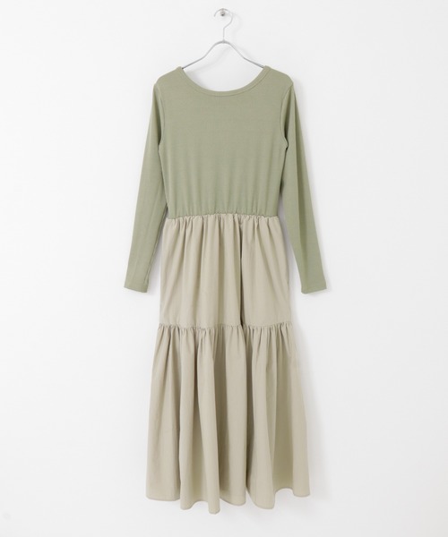 URBAN RESEARCH（アーバンリサーチ）の「ティアードスカートドッキングワンピース（ワンピース・レディース・ブラック/グリーン系その他・36/38）」の8枚目の写真