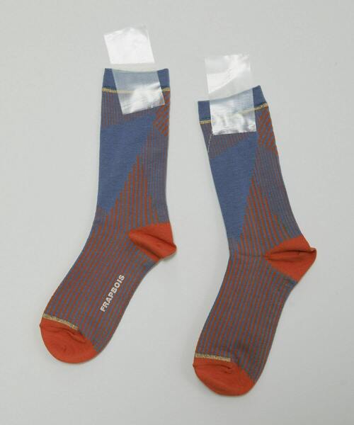 FRAPBOIS（フラボア）の「パッチストライプソックス（ソックス/靴下・レディース・グレイッシュブルー/ブラック/ホワイト・FREE）」の3枚目の写真