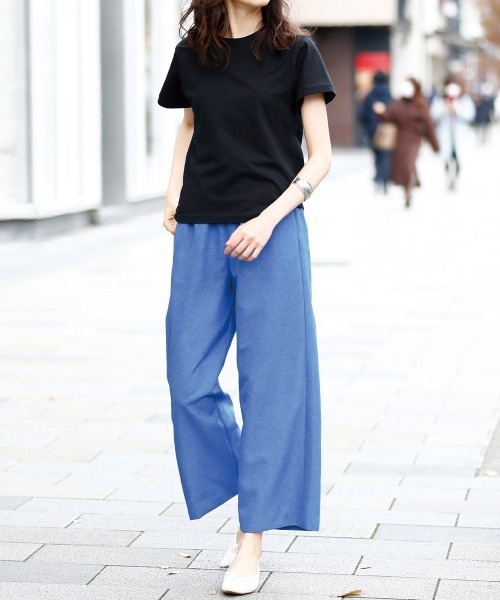 RANAN(ラナン)の「麻調素材ワイドストレートパンツ(その他パンツ・レディース・ブルー・LL/M/L)」の2枚目の写真