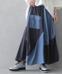 osharewalker | 『アシメバルーン配色デニムスカート』(デニムスカート)