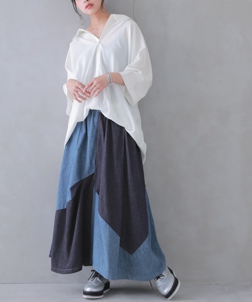 osharewalker(オシャレウォーカー)の「『アシメバルーン配色デニムスカート』(デニムスカート・レディース・ブルー・FREE)」の11枚目の写真