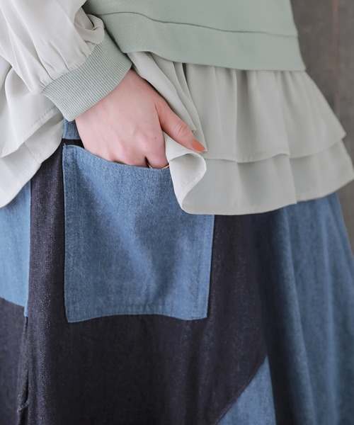 osharewalker(オシャレウォーカー)の「『アシメバルーン配色デニムスカート』(デニムスカート・レディース・ブルー・FREE)」の12枚目の写真