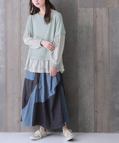 osharewalker(オシャレウォーカー)の「『アシメバルーン配色デニムスカート』(デニムスカート・レディース・ブルー・FREE)」の15枚目の写真