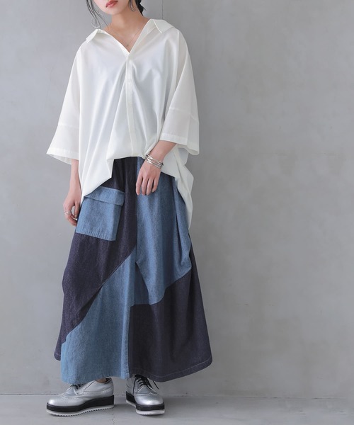 osharewalker(オシャレウォーカー)の「『アシメバルーン配色デニムスカート』(デニムスカート・レディース・ブルー・FREE)」の8枚目の写真