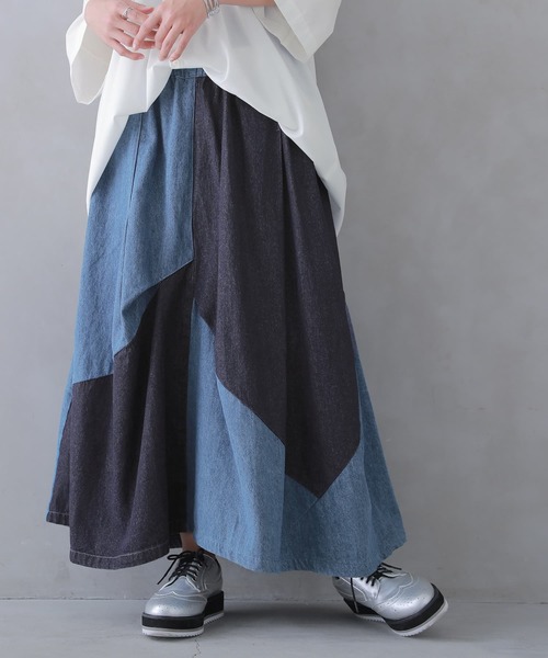 osharewalker(オシャレウォーカー)の「『アシメバルーン配色デニムスカート』(デニムスカート・レディース・ブルー・FREE)」の7枚目の写真