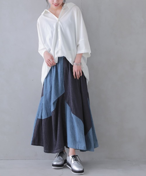 osharewalker(オシャレウォーカー)の「『アシメバルーン配色デニムスカート』(デニムスカート・レディース・ブルー・FREE)」の10枚目の写真