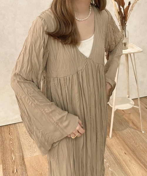 apres jour clair（アプレジュールクレア）の「【apresjour clair】フレアスリーブクリンクルワンピース【ZOZOTOWN限定アイテム】（ワンピース・レディース・アイボリー/モカ・X-LARGE/フリー）」の15枚目の写真