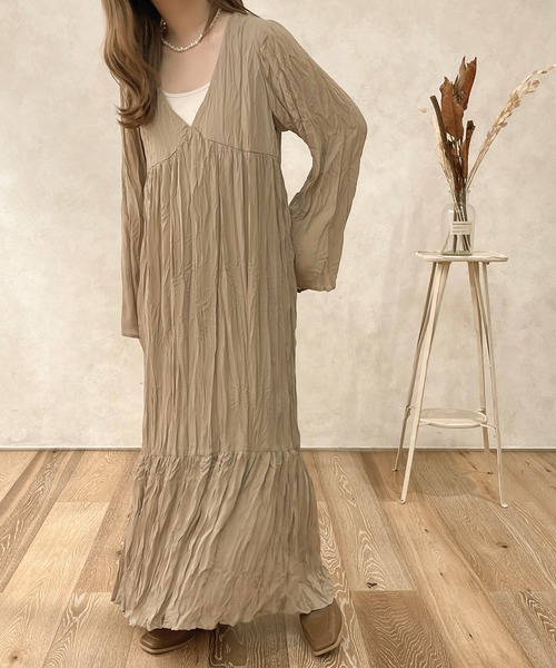 apres jour clair（アプレジュールクレア）の「【apresjour clair】フレアスリーブクリンクルワンピース【ZOZOTOWN限定アイテム】（ワンピース・レディース・アイボリー/モカ・X-LARGE/フリー）」の21枚目の写真