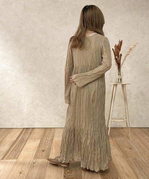 apres jour clair（アプレジュールクレア）の「【apresjour clair】フレアスリーブクリンクルワンピース【ZOZOTOWN限定アイテム】（ワンピース・レディース・アイボリー/モカ・X-LARGE/フリー）」の22枚目の写真