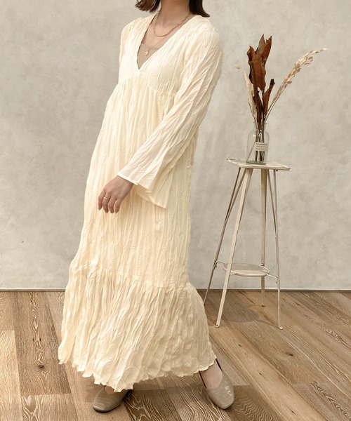 apresjour clair】フレアスリーブクリンクルワンピース【ZOZOTOWN限定