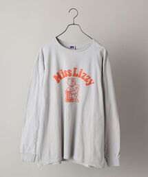 *【SHIPS別注】RUSSELL ATHLETIC: ビッグシルエット カレッジロゴ/アニマル プリント ロングスリーブ Tシャツ (ロンT)