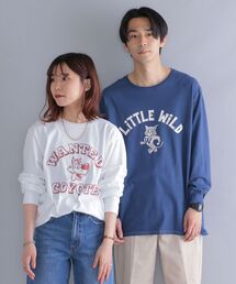 Russell Athletic | *【SHIPS別注】RUSSELL ATHLETIC: ビッグシルエット カレッジロゴ/アニマル プリント ロングスリーブ Tシャツ (ロンT)(Tシャツ/カットソー)