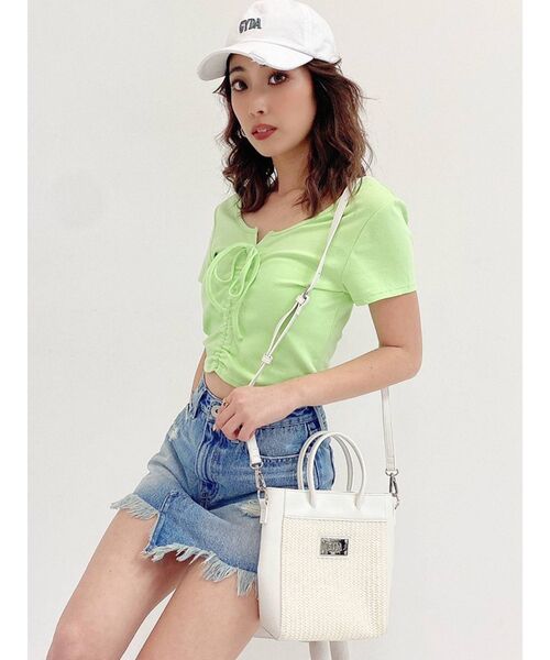 GYDA(ジェイダ)の「2WAYドロストトップス(Tシャツ/カットソー・レディース・ブラック/オフホワイト/ライトグリーン・FREE)」の10枚目の写真