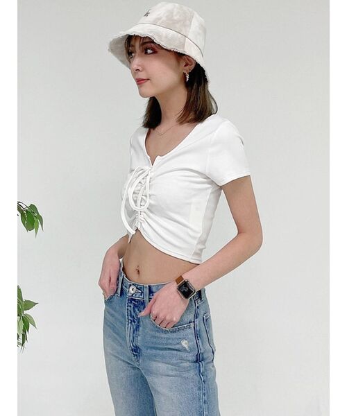 GYDA(ジェイダ)の「2WAYドロストトップス(Tシャツ/カットソー・レディース・ブラック/オフホワイト/ライトグリーン・FREE)」の19枚目の写真