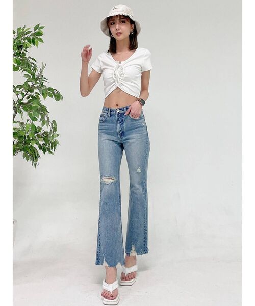 GYDA(ジェイダ)の「2WAYドロストトップス(Tシャツ/カットソー・レディース・ブラック/オフホワイト/ライトグリーン・FREE)」の20枚目の写真
