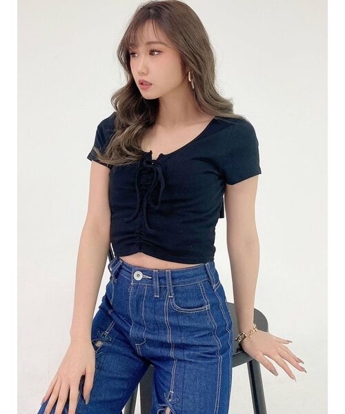 GYDA(ジェイダ)の「2WAYドロストトップス(Tシャツ/カットソー・レディース・ブラック/オフホワイト/ライトグリーン・FREE)」の17枚目の写真