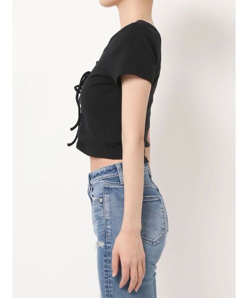 GYDA(ジェイダ)の「2WAYドロストトップス(Tシャツ/カットソー・レディース・ブラック/オフホワイト/ライトグリーン・FREE)」の5枚目の写真