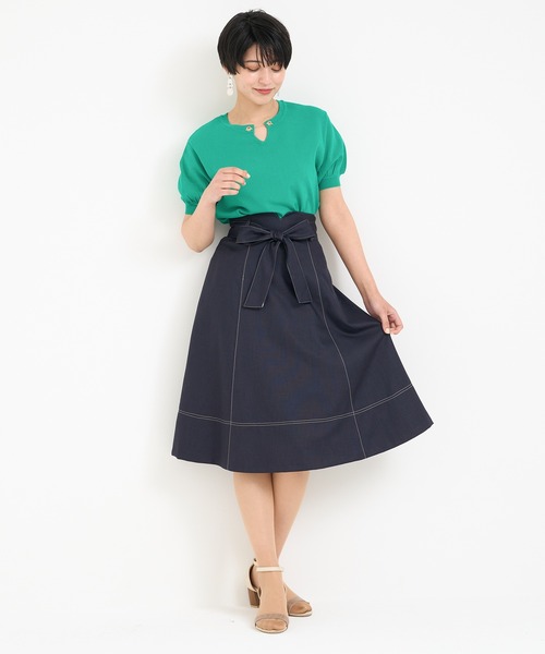 TRUDEA(トルディア)の「共ベルトステッチハギフレアスカート(スカート・レディース・ネイビー/ブルー・SMALL/MEDIUM)」の8枚目の写真