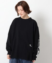 BASECONTROL（ベースコントロール）の「◆コットン天竺 袖ロゴグラフィック ビッグシルエットロンT（Tシャツ/カットソー）」
