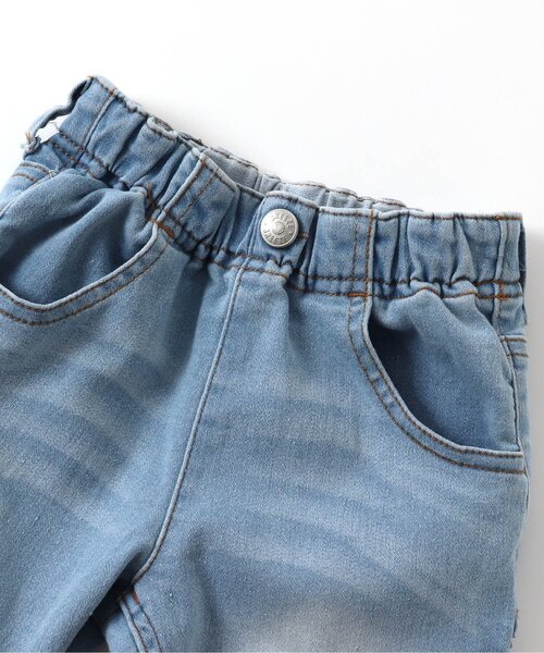 BREEZE（ブリーズ）の「もっとスキニーダメージデニムパンツ_ストレッチ 10分丈（デニムパンツ・キッズ・サックスブルー/ネイビー・140/80/130/110/120/90/100）」の9枚目の写真