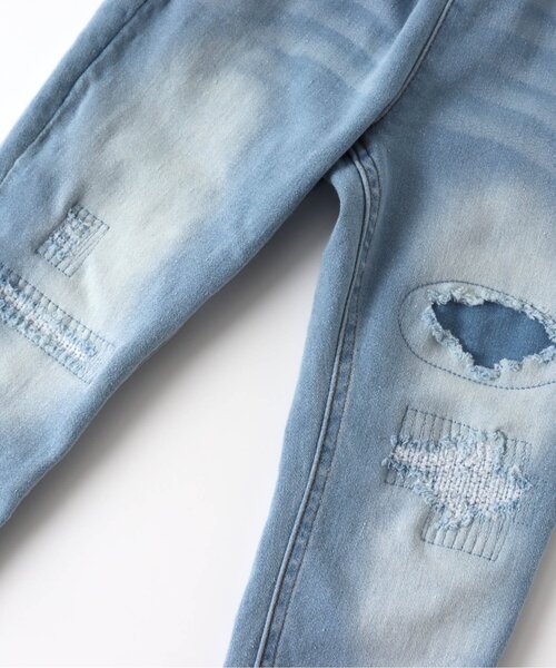 BREEZE（ブリーズ）の「もっとスキニーダメージデニムパンツ_ストレッチ 10分丈（デニムパンツ・キッズ・サックスブルー/ネイビー・140/80/130/110/120/90/100）」の13枚目の写真