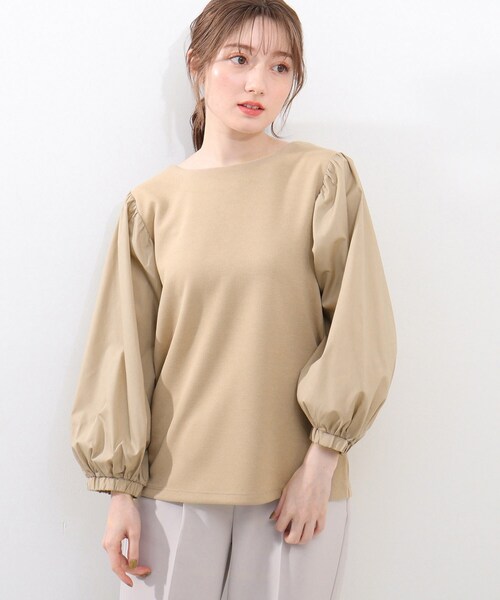 DRESKIP（ドレスキップ）の「◆異素材ボリューム袖プルオーバー（Tシャツ/カットソー・レディース・ブラック/オフホワイト/グリーン/サンドベージュ・04/03/02）」の11枚目の写真