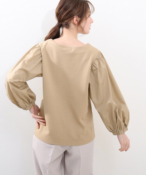 DRESKIP（ドレスキップ）の「◆異素材ボリューム袖プルオーバー（Tシャツ/カットソー・レディース・ブラック/オフホワイト/グリーン/サンドベージュ・04/03/02）」の13枚目の写真