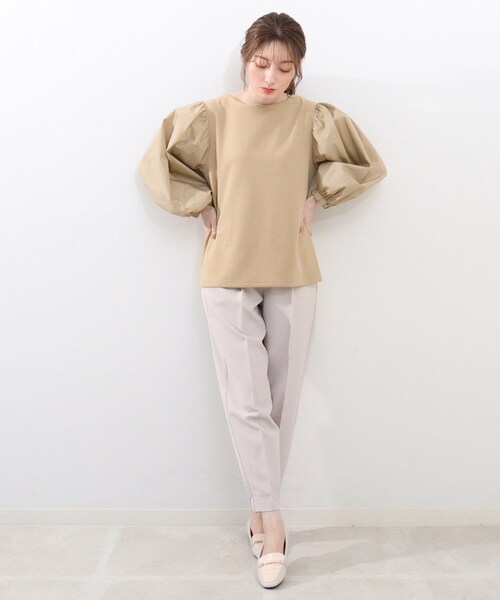 DRESKIP（ドレスキップ）の「◆異素材ボリューム袖プルオーバー（Tシャツ/カットソー・レディース・ブラック/オフホワイト/グリーン/サンドベージュ・04/03/02）」の14枚目の写真