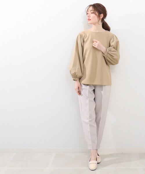 DRESKIP（ドレスキップ）の「◆異素材ボリューム袖プルオーバー（Tシャツ/カットソー・レディース・ブラック/オフホワイト/グリーン/サンドベージュ・04/03/02）」の15枚目の写真