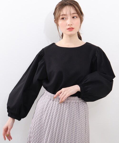 DRESKIP（ドレスキップ）の「◆異素材ボリューム袖プルオーバー（Tシャツ/カットソー・レディース・ブラック/オフホワイト/グリーン/サンドベージュ・04/03/02）」の17枚目の写真