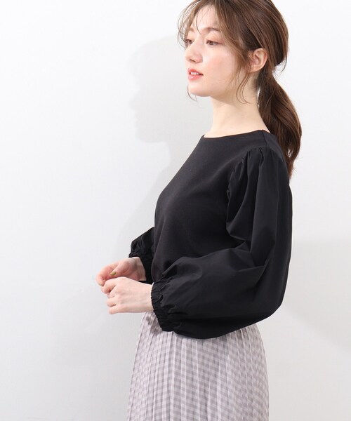 DRESKIP（ドレスキップ）の「◆異素材ボリューム袖プルオーバー（Tシャツ/カットソー・レディース・ブラック/オフホワイト/グリーン/サンドベージュ・04/03/02）」の18枚目の写真