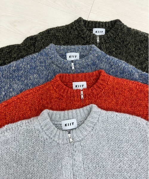 KIIT（キート）の「KIIT キート / ZIP UP KINT CARDIGAN オーバーサイズ ジップニットクルーカーディガン ルーズカーディガン / KIN-K59-107（カーディガン/ボレロ・メンズ・ブラック/レッド/杢グレー/ブルー・2/3）」の7枚目の写真