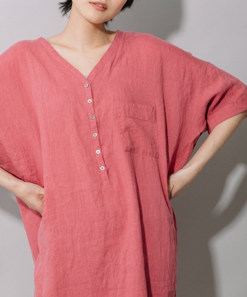 Munich（ミューニック）の「60sフレンチリネンリラックスワンピース（ワンピース・レディース・ホワイト/ブラック/グレー/カーキ/ピンク・FREE）」の13枚目の写真