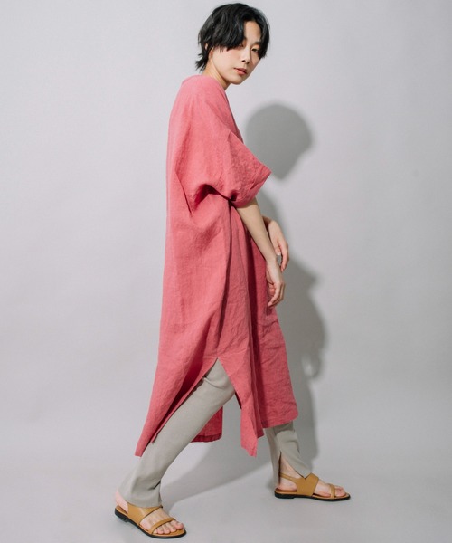 Munich（ミューニック）の「60sフレンチリネンリラックスワンピース（ワンピース・レディース・ホワイト/ブラック/グレー/カーキ/ピンク・FREE）」の7枚目の写真