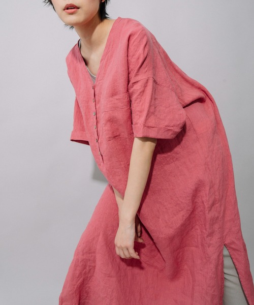 Munich（ミューニック）の「60sフレンチリネンリラックスワンピース（ワンピース・レディース・ホワイト/ブラック/グレー/カーキ/ピンク・FREE）」の12枚目の写真