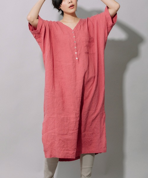 Munich（ミューニック）の「60sフレンチリネンリラックスワンピース（ワンピース・レディース・ホワイト/ブラック/グレー/カーキ/ピンク・FREE）」の10枚目の写真