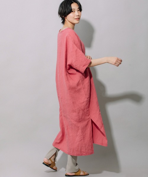 Munich（ミューニック）の「60sフレンチリネンリラックスワンピース（ワンピース・レディース・ホワイト/ブラック/グレー/カーキ/ピンク・FREE）」の8枚目の写真