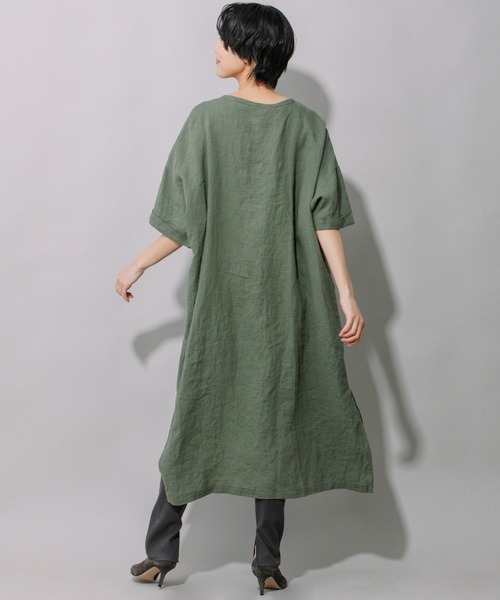 Munich（ミューニック）の「60sフレンチリネンリラックスワンピース（ワンピース・レディース・ホワイト/ブラック/グレー/カーキ/ピンク・FREE）」の17枚目の写真