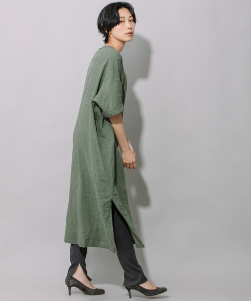 Munich（ミューニック）の「60sフレンチリネンリラックスワンピース（ワンピース・レディース・ホワイト/ブラック/グレー/カーキ/ピンク・FREE）」の16枚目の写真