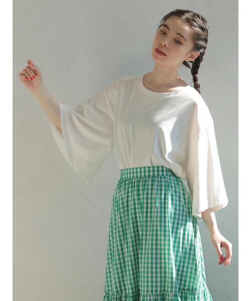 ESCAR(エスカー)の「・ESCAR インヤンptフレアスリーブTシャツ(Tシャツ/カットソー・レディース・ブラック/ラベンダー/オフホワイト・FREE)」の11枚目の写真