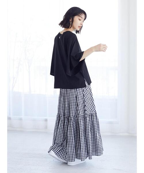 ESCAR(エスカー)の「・ESCAR インヤンptフレアスリーブTシャツ(Tシャツ/カットソー・レディース・ブラック/ラベンダー/オフホワイト・FREE)」の13枚目の写真