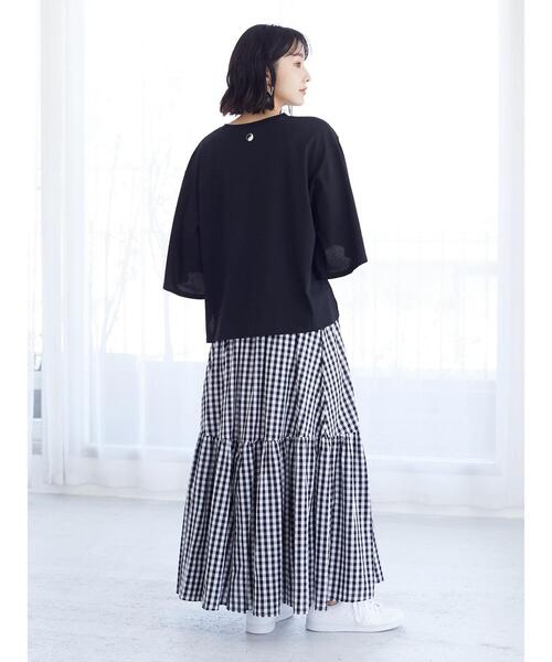 ESCAR(エスカー)の「・ESCAR インヤンptフレアスリーブTシャツ(Tシャツ/カットソー・レディース・ブラック/ラベンダー/オフホワイト・FREE)」の14枚目の写真