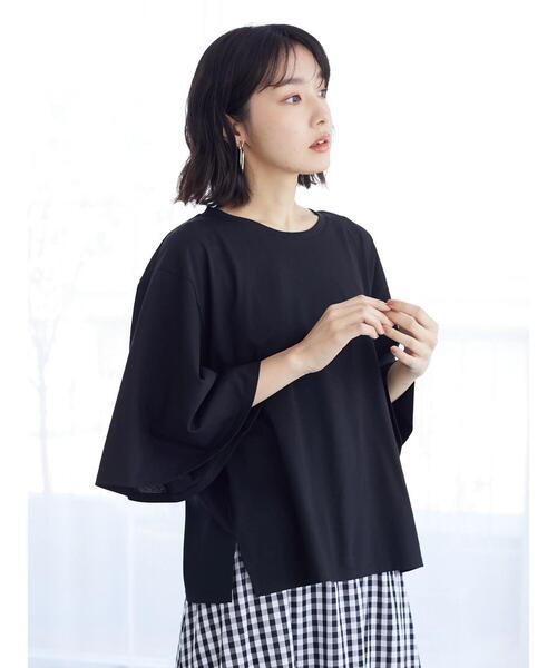 ESCAR(エスカー)の「・ESCAR インヤンptフレアスリーブTシャツ(Tシャツ/カットソー・レディース・ブラック/ラベンダー/オフホワイト・FREE)」の15枚目の写真