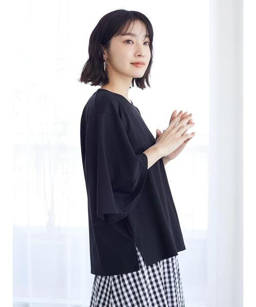 ESCAR(エスカー)の「・ESCAR インヤンptフレアスリーブTシャツ(Tシャツ/カットソー・レディース・ブラック/ラベンダー/オフホワイト・FREE)」の16枚目の写真