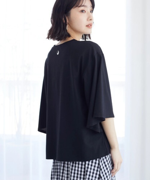 ESCAR(エスカー)の「・ESCAR インヤンptフレアスリーブTシャツ(Tシャツ/カットソー・レディース・ブラック/ラベンダー/オフホワイト・FREE)」の1枚目の写真